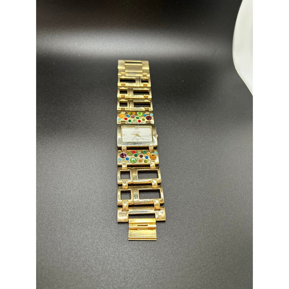 Suzanne Somers Gold Tone Crystal Bracelet Watch Multi-Color Rhinestone Dial - Picture 4 of 13